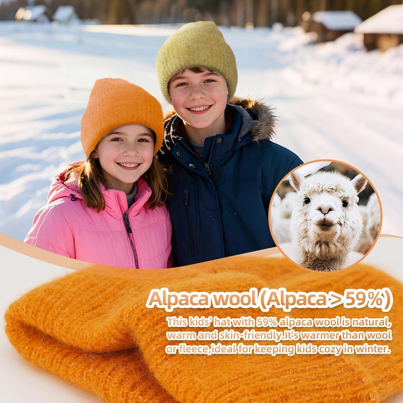 Silk Dream Alpaca Winter Hats for Kids Beanies Boys&Girls Toddler Beanie Hat Alpaca Wool Soft Fuzzy Warm Gift - Image 3